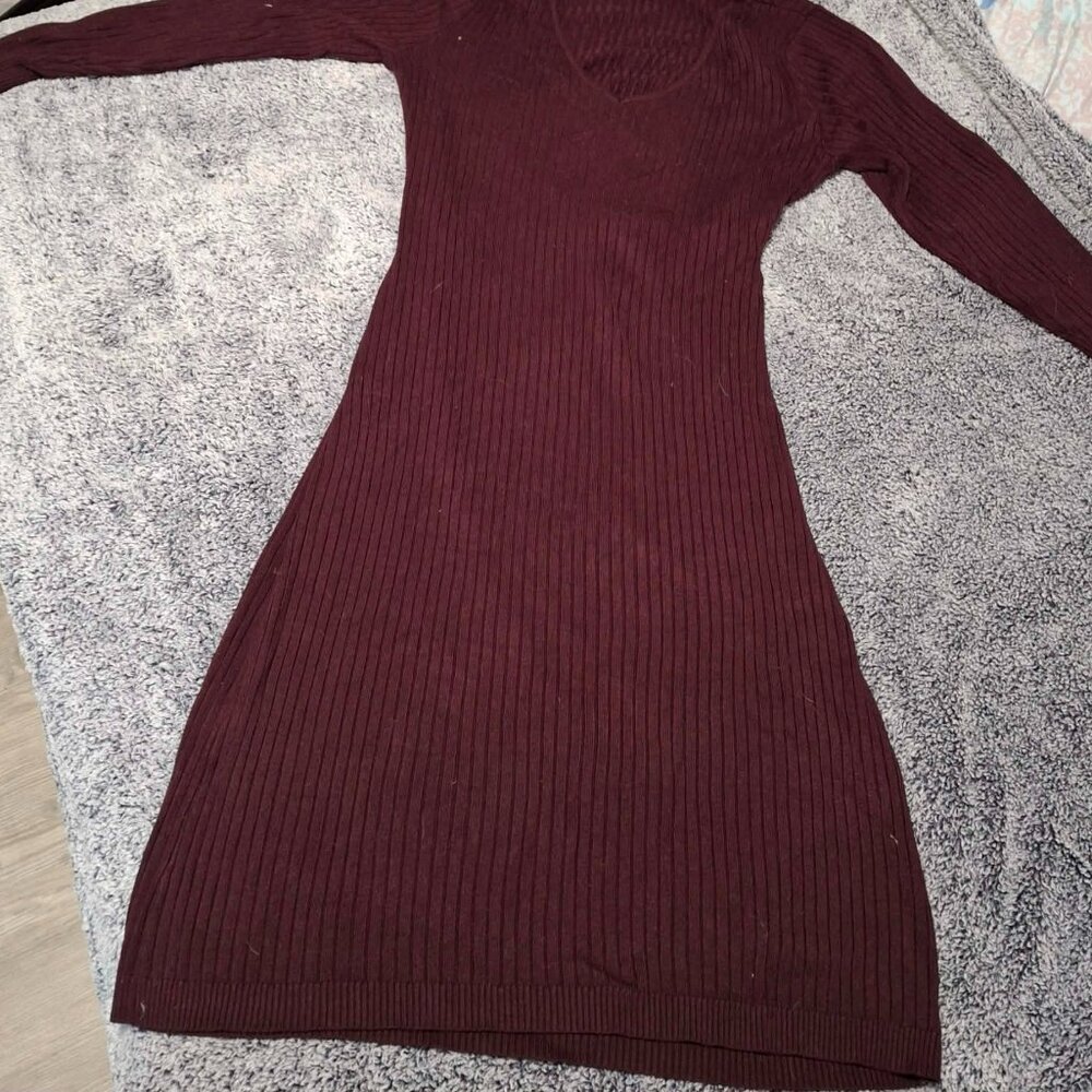Beautiful Burgundy Long Sweater Dress Size XL